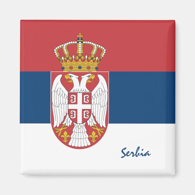 Serbische Flagge & Serbien - Reise, Urlaub/Sport Magnet (Vorne)