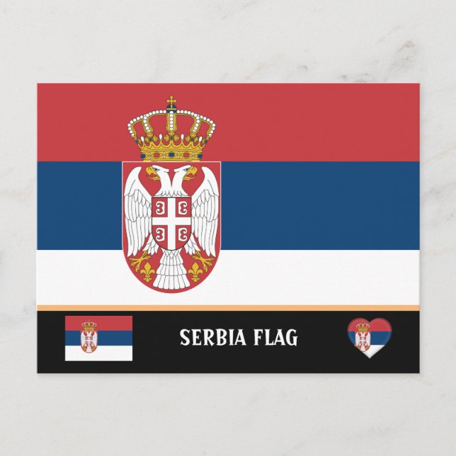 Serbische Flagge & Serbien - Reise, Urlaub/Sport Postkarte (Vorderseite)