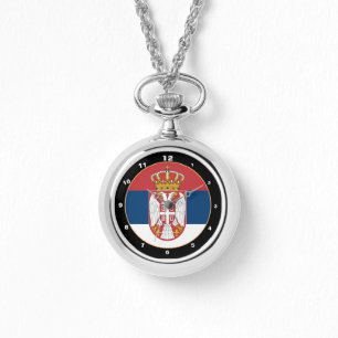 Serbische Flagge & Serbiens trendige Mode /Design Armbanduhr