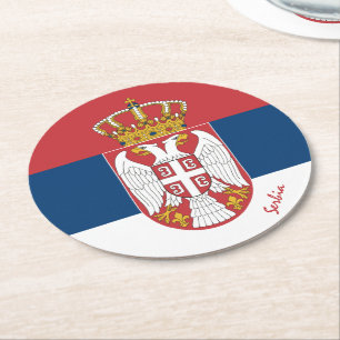 Serbische Flagge & serbische Hochzeit, Party/Sport Runder Pappuntersetzer