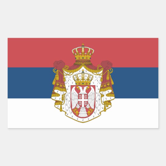 Serbische Flagge und Militärmantel, Flagge Serbien Rechteckiger Aufkleber (Vorderseite)