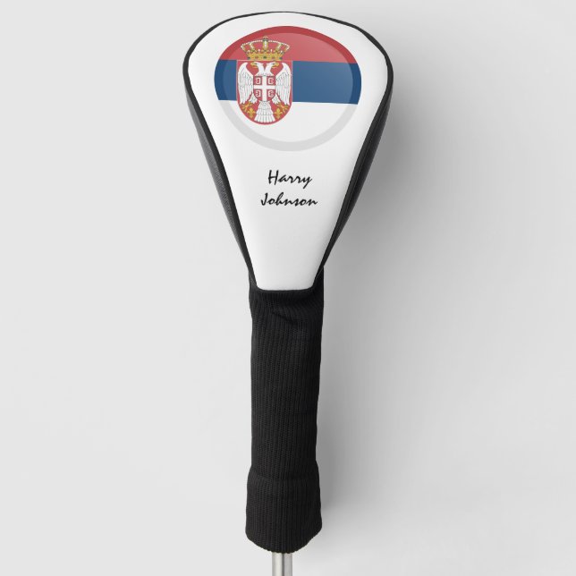 Serbische Flagge und Mit Monogramm Golf Clubs Cove Golf Headcover (Vorderseite)