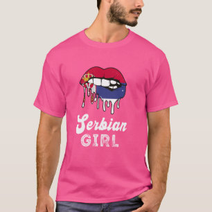 Serbische Girl Melting Lips Stolz Serbien Flagge S T-Shirt
