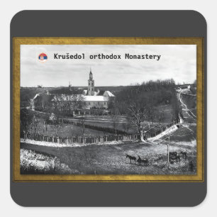 SERBISCHE KLÖSTER - Krušedol Kloster 2 Quadratischer Aufkleber
