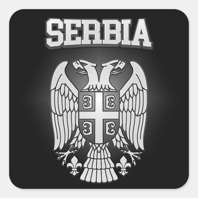Serbische Wappen Quadratischer Aufkleber (Vorderseite)