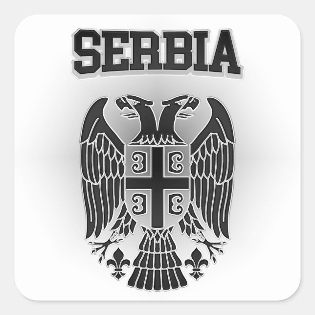Serbische Wappen Quadratischer Aufkleber (Vorderseite)