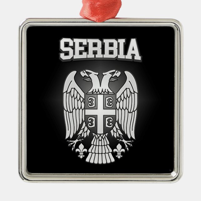 Serbische Wappen Silbernes Ornament (Vorne)