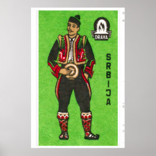 Serbischer Mann - Streichholzschachtel-Druck - Äst Poster
