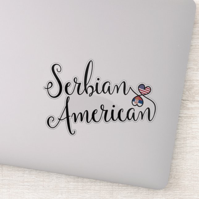 Serbisches amerikanisches Flaggenherz, Serbien Aufkleber (Detail)