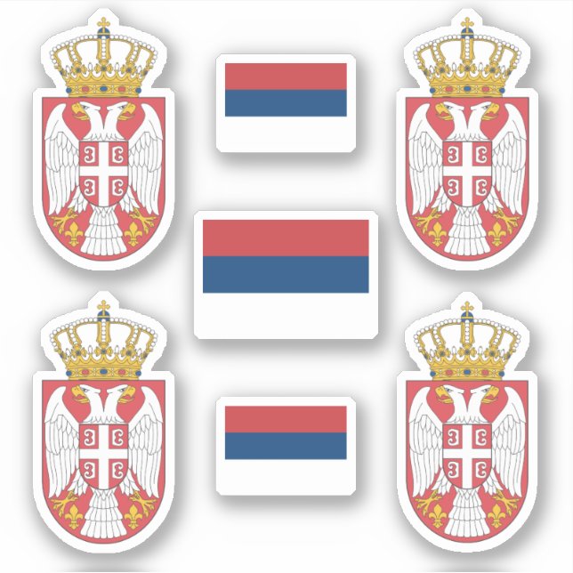 Serbisches Kleinwappen und Flaggenaufkleber Aufkleber (Vorderseite)