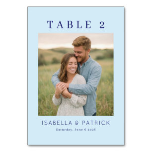 Seren Blaue Elegante Foto Tischnummer