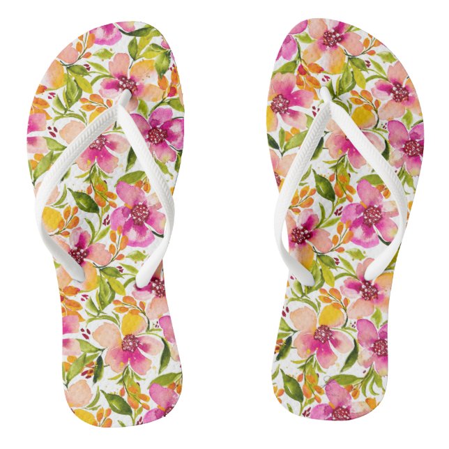 Serena Pink und Gelbe Wasserfarbe  Flip Flops (Fußbett)