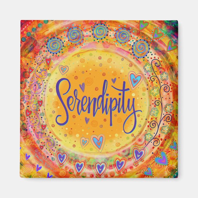 Serendipity Yellow Hübsch Fun Floral Inspirivity Magnet (Vorne)