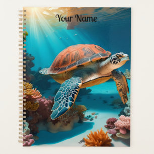 Serene 3D Sea Turtle in Ocean - Tranquil Marine Li Planer