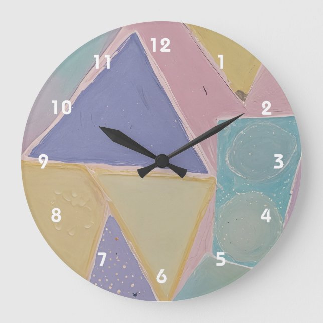 Serene Abstracts: A Pastel Dream Große Wanduhr (Vorderseite)