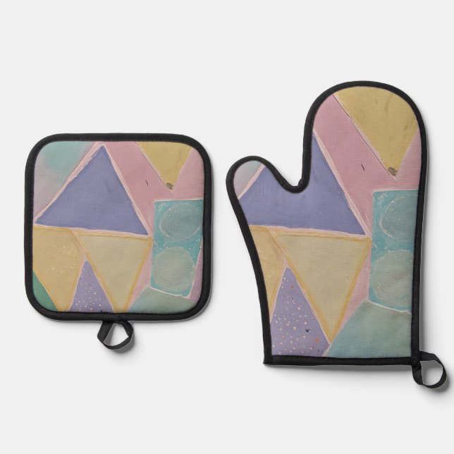 Serene Abstracts: A Pastel Dream Ofenhandschuh & Topflappen-Set (Vorderseite)
