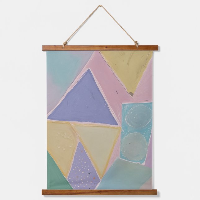 Serene Abstracts: A Pastel Dream Wandteppich Mit Holzrahmen (Vorderseite)