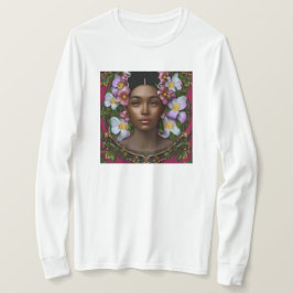 Serene afroamerikanische Frau mit Blume T-Shirt