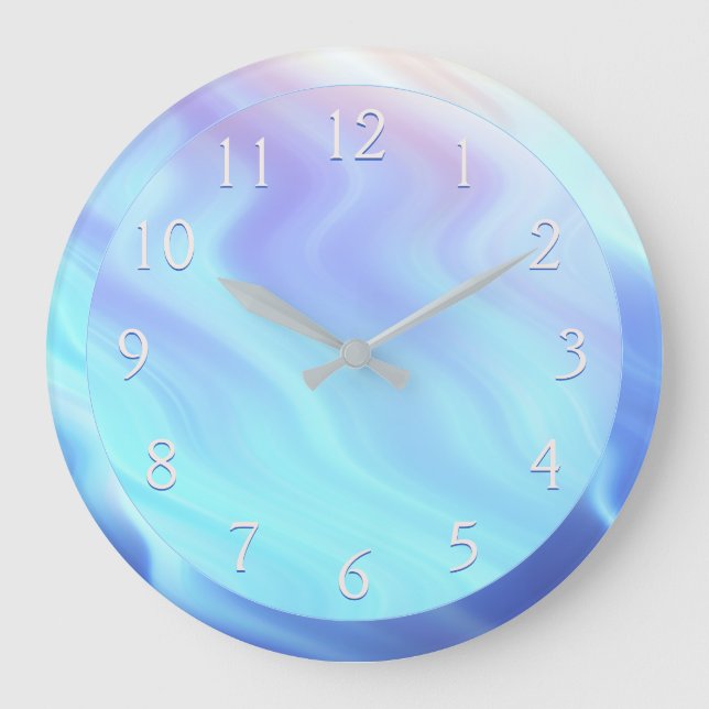 Serene Aquamarin Lavender Rose Große Wanduhr (Vorderseite)