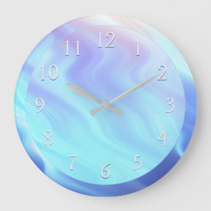 Serene aquamarine Lavendel-Rose Große Wanduhr