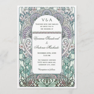 Serene Art Nouveau Mariage Invitations