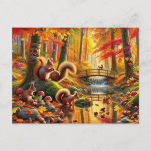 Serene Autumn Forest Scene Malerei Postkarte