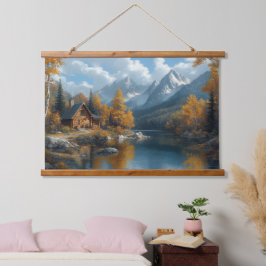 Serene Autumn Lake Masterpiece Tapestory Wandteppich Mit Holzrahmen