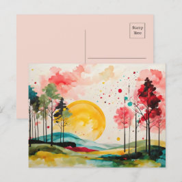 Serene Autumn Watercolor Landschaft Postkarte