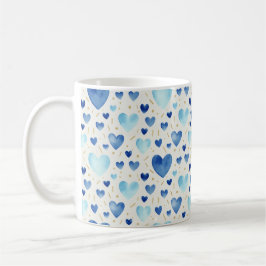 Serene Azure & Gold Wasserfarben-Herzen Kaffeetasse