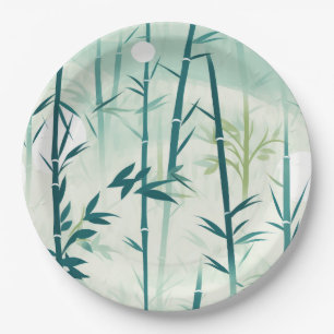 Serene Bamboo Blossom Asian (5) Pappteller
