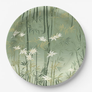 Serene Bamboo Blossom Asian (6) Pappteller