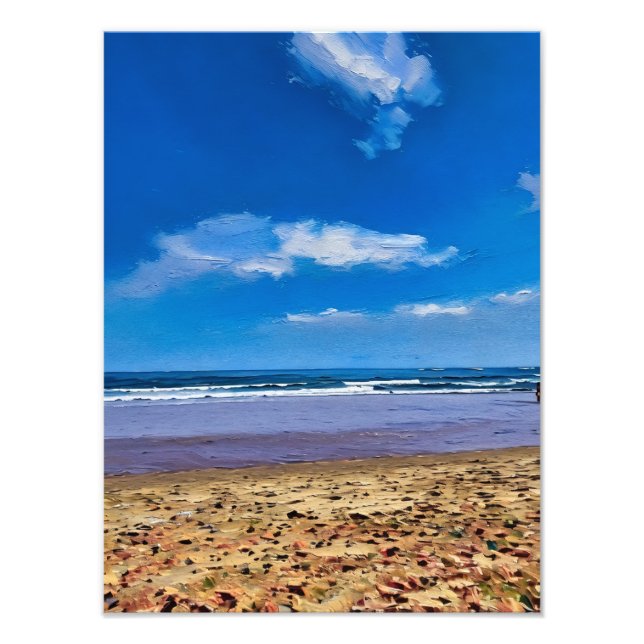 Serene Beach Landschaft mit blauem Himmel Fotodruck (Vorne)