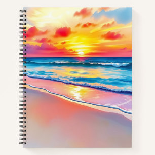 Serene Beach Sunset mit lebhaften Reflektionen Notizbuch