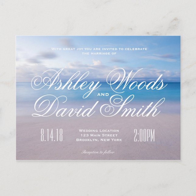Serene Beach Wedding Invitation Carte postale (Devant)