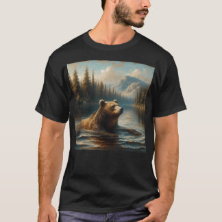 Serene Bear Scene By Stream - ruhiger Wald Artw T-Shirt