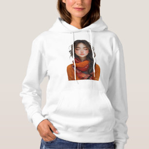 Serene Beauty - Illustriertes Porträt des inneren  Hoodie