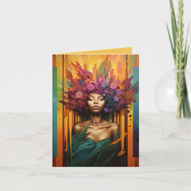 Serene Black Lady mit farbenfroher Haare (Vorderseite)