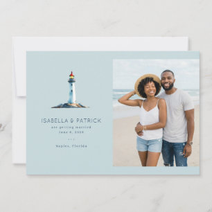Serene Blaue Leuchtturm Strand Save The Date