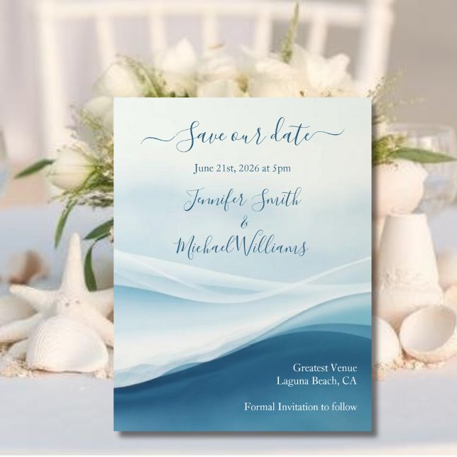Serene Blaue Strand Save The Date (Serene Blue Beach  Save The Date )