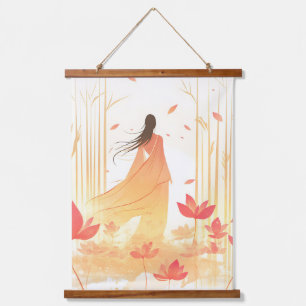 Serene Blossom Lotus Garden Wandteppich Mit Holzrahmen