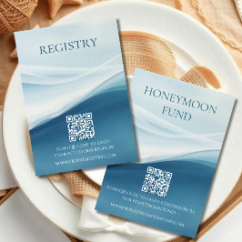 Serene Blue Abstract Beach Wedding Registry Begleitkarte