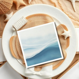 Serene Blue Abstract Wedding Serviette