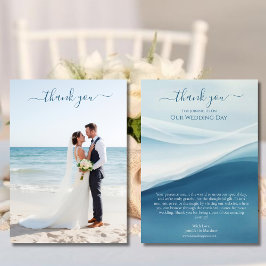 Serene Blue Abstract Wedding Thank You Card Einladung