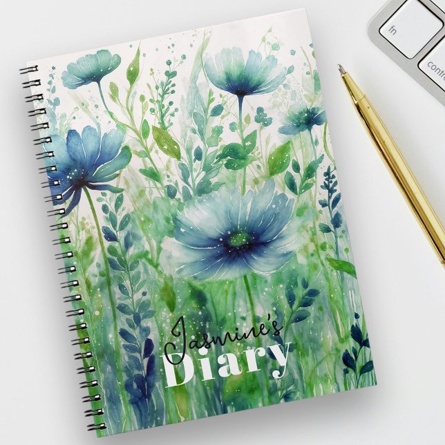 Serene Blue Floral Watercolor Traumstrecke Airolo Notizblock (Von Creator hochgeladen)