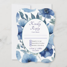 Serene Blue Floral Wedding Einladungen