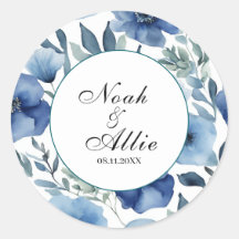 Serene Blue Floral Wedding Einladungen