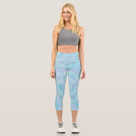 Serene Blue Krawatte-Dye Capri Leggings