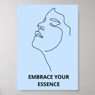 Serene Blue Line Art Frauengesicht Poster