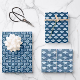 Serene Blue Motifs: Ventilatoren, Waves & geometri Geschenkpapier Set
