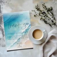 Serene Blue Ocean Beach Mariage Merci Cartes